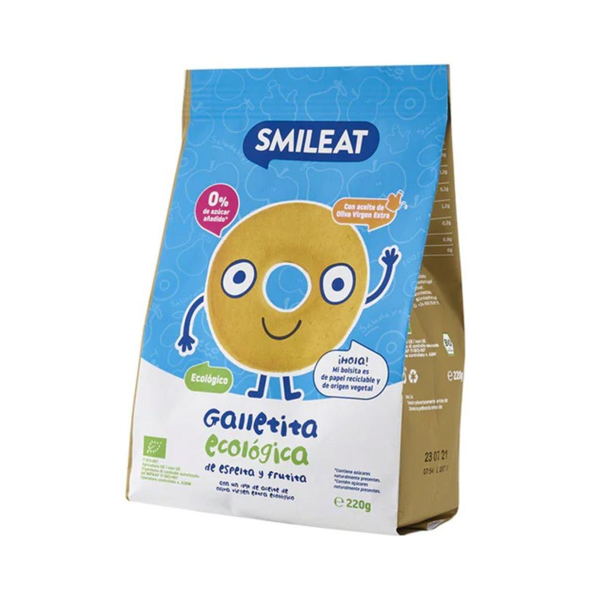 Pakket 12x ECO-koekjes voor kinderen van spelt met appel Smileat, 220 g