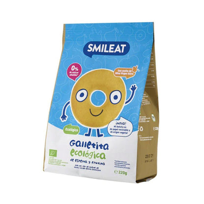 Pakket 12x ECO-koekjes voor kinderen van spelt met appel Smileat, 220 g