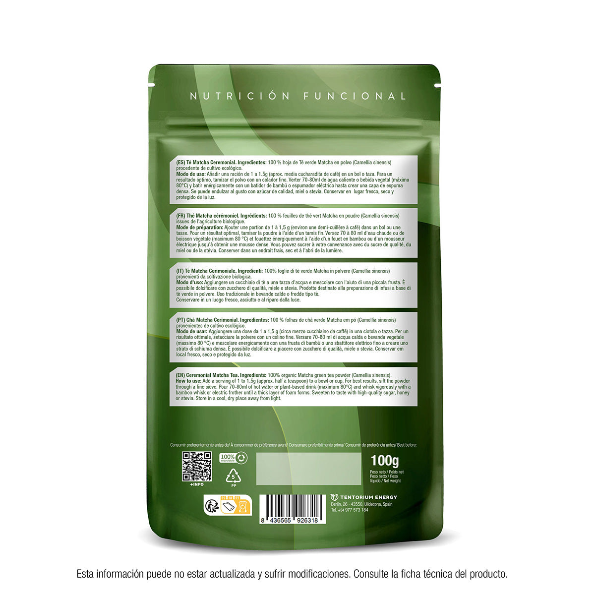 Ceremonialna herbata matcha ECO, Energy Feelings, 100 g