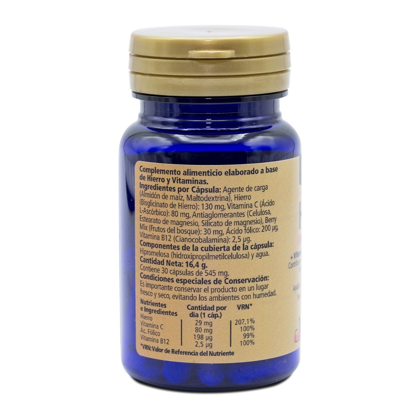 Iron + Vitamin C + Folic Acid + Vitamin B12 SANON 30 Vegetable Capsules 545 mg