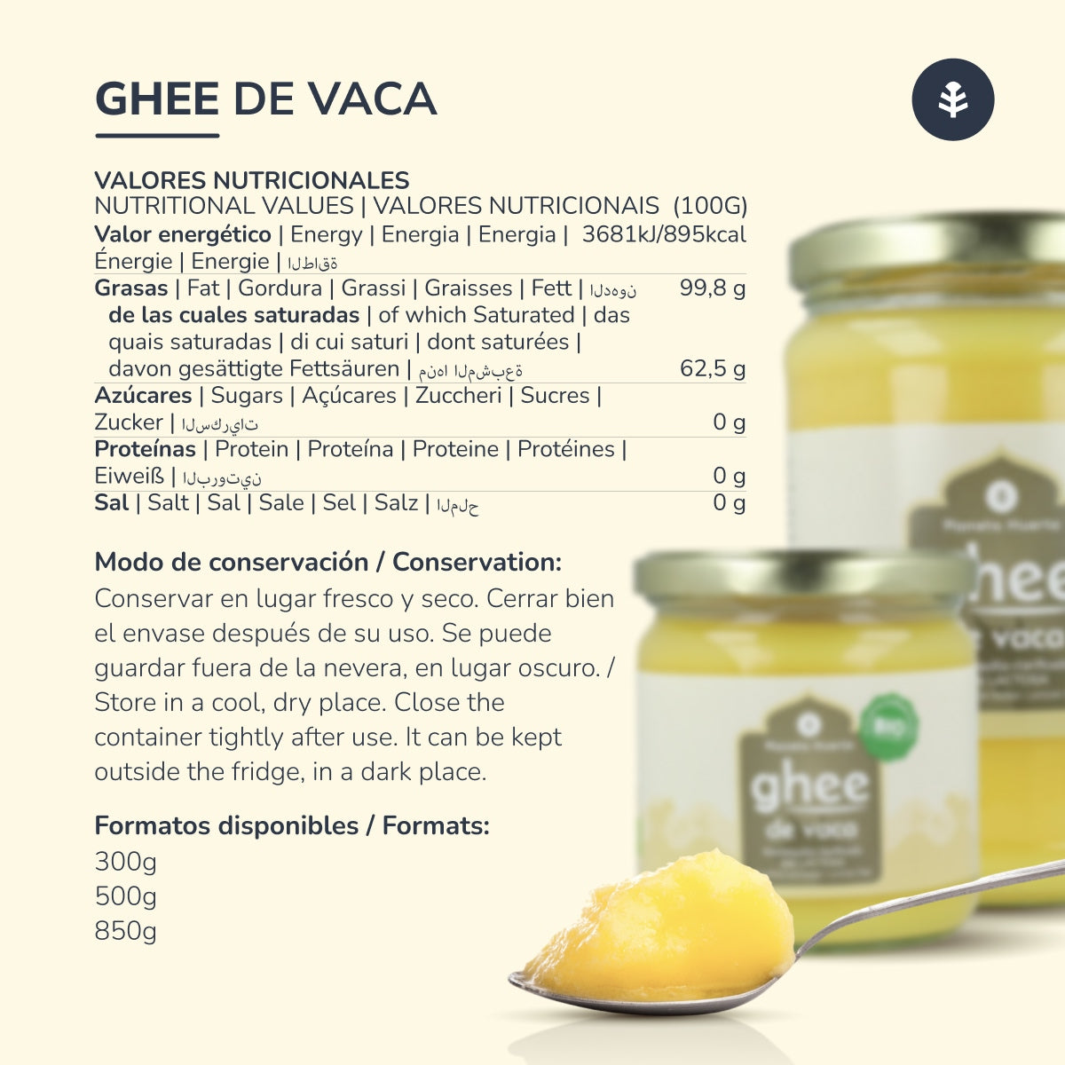 Lot de 2 sachets de ghee (beurre clarifié) ECO Planeta Huerto 500 g