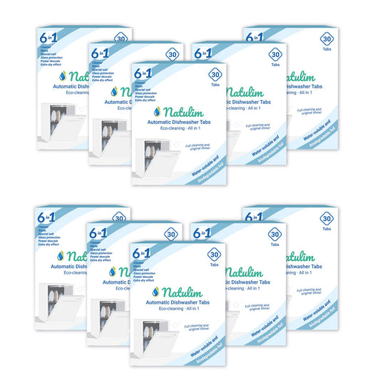 Pack 10x Eco Pastillas 6 en 1 Lavavajillas, Natulim, 30 unidades