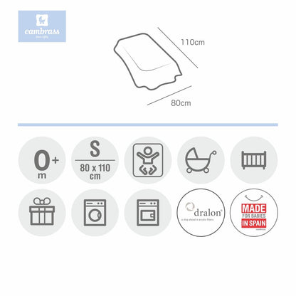 Blanket for mini cot, 80x110 cm. Cambrass in various colours Star Pink