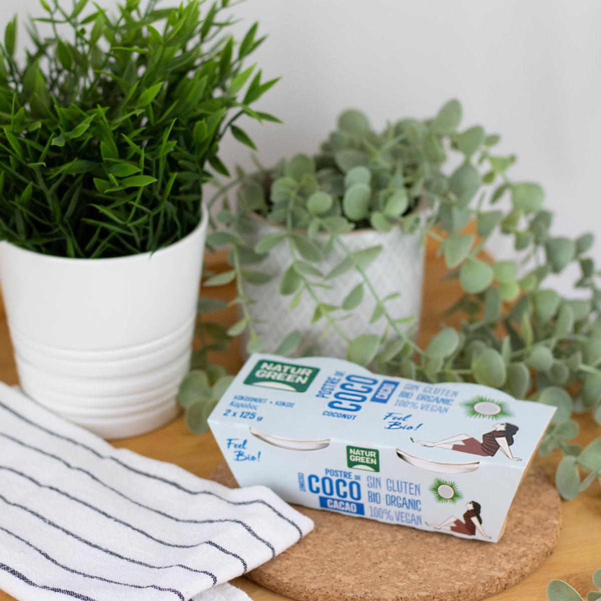 Postre de Coco Cacao Naturgreen, 2 X 125 g