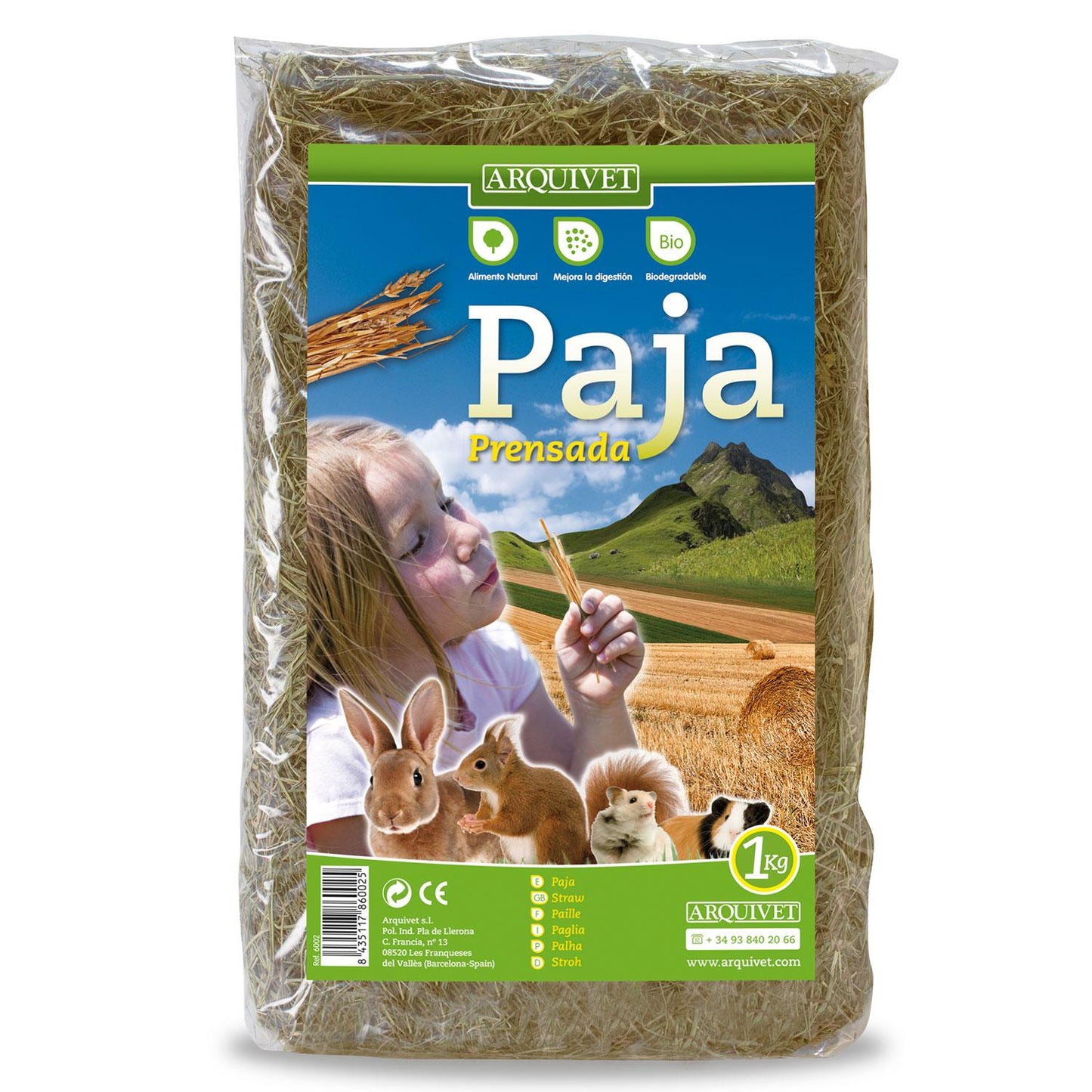 Foraggio e lettiera per animali Paglia Arquivet 1 kg