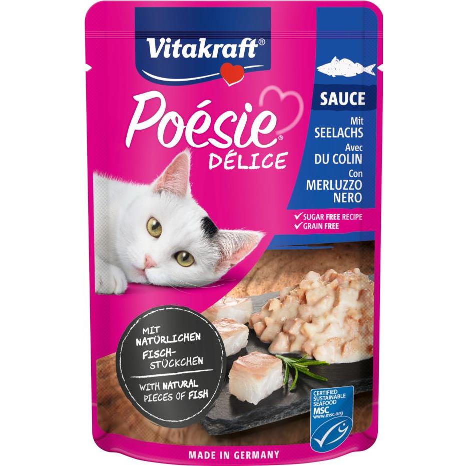 Vitakraft Deli Sauce pouch with delicious pollock 85 ml wet cat food