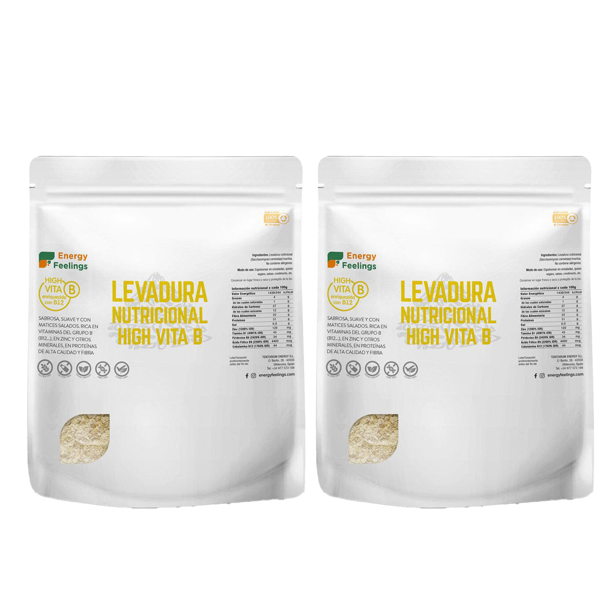 2-pack näringsjäst med vitamin B12 i flingor Energy Feelings 250 g