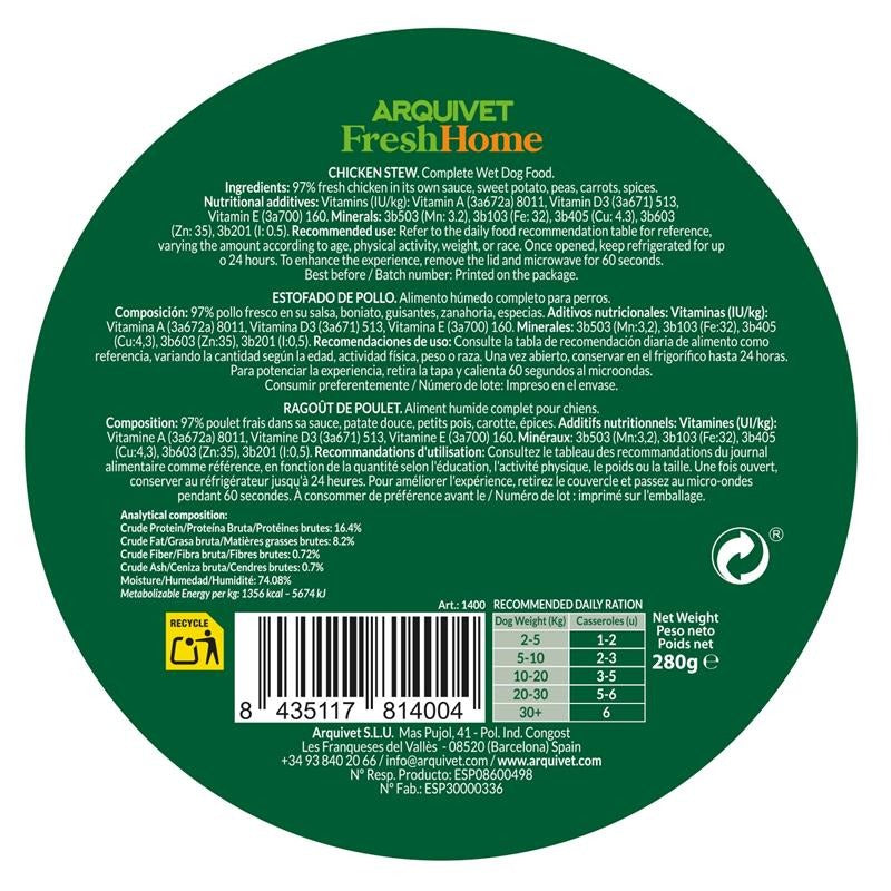 Arquivet Fresh Home Chicken Stew Wet chicken food for dogs 280 g