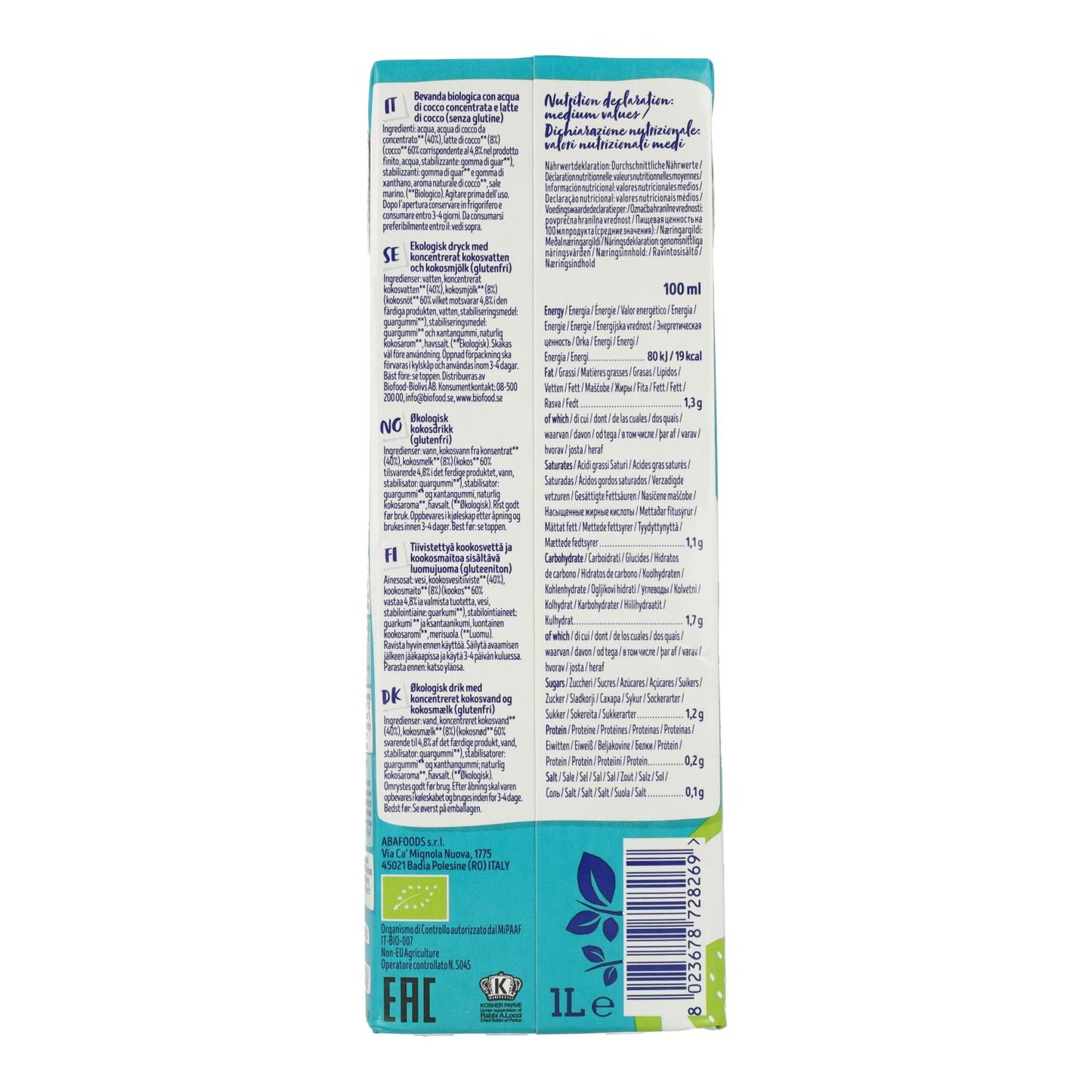 Bebida de Coco Supreme Bio Isola Bio 1L