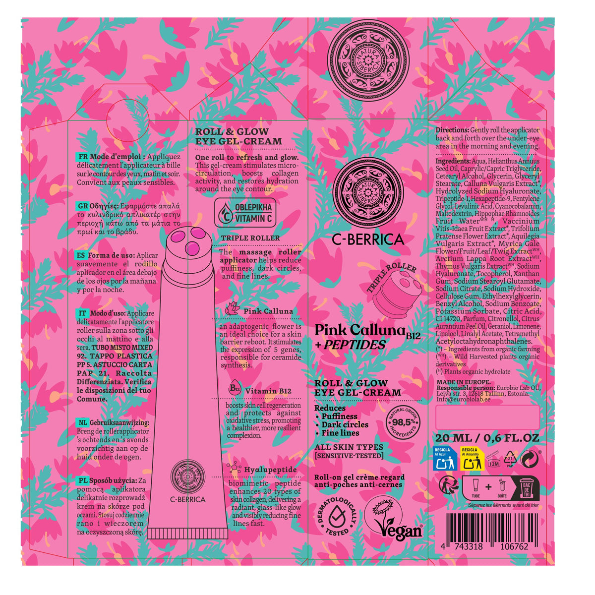 Cremegel voor de oogcontouren "Roll & Glow" Natura Siberica 20 ml