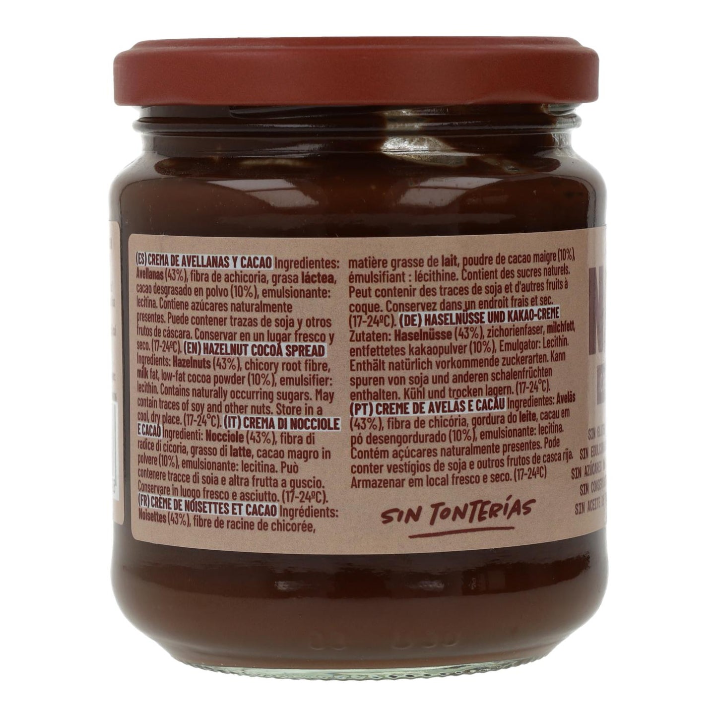 Pakket van 6 Natruly cacao- en hazelnootpasta 285 g