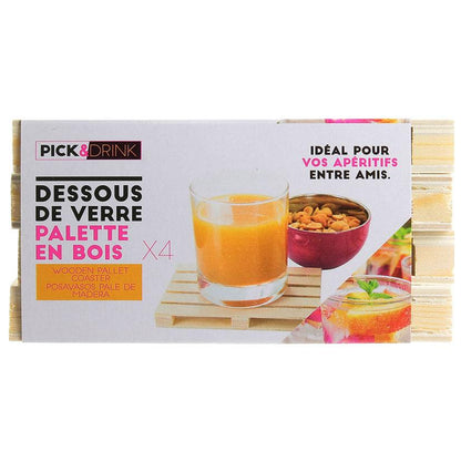 Sous-verres en palettes de bois 4 unités