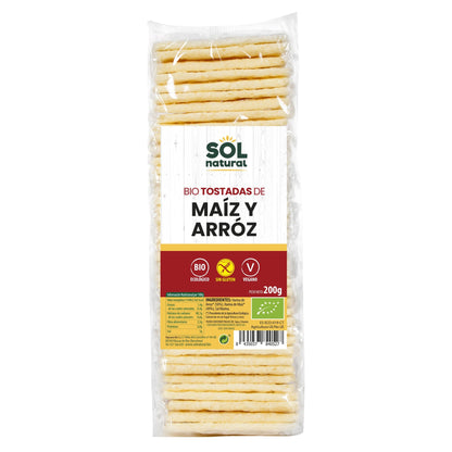 Glutenfreie Bio-Mais- und Reis-Toasts Sol Natural 200 g