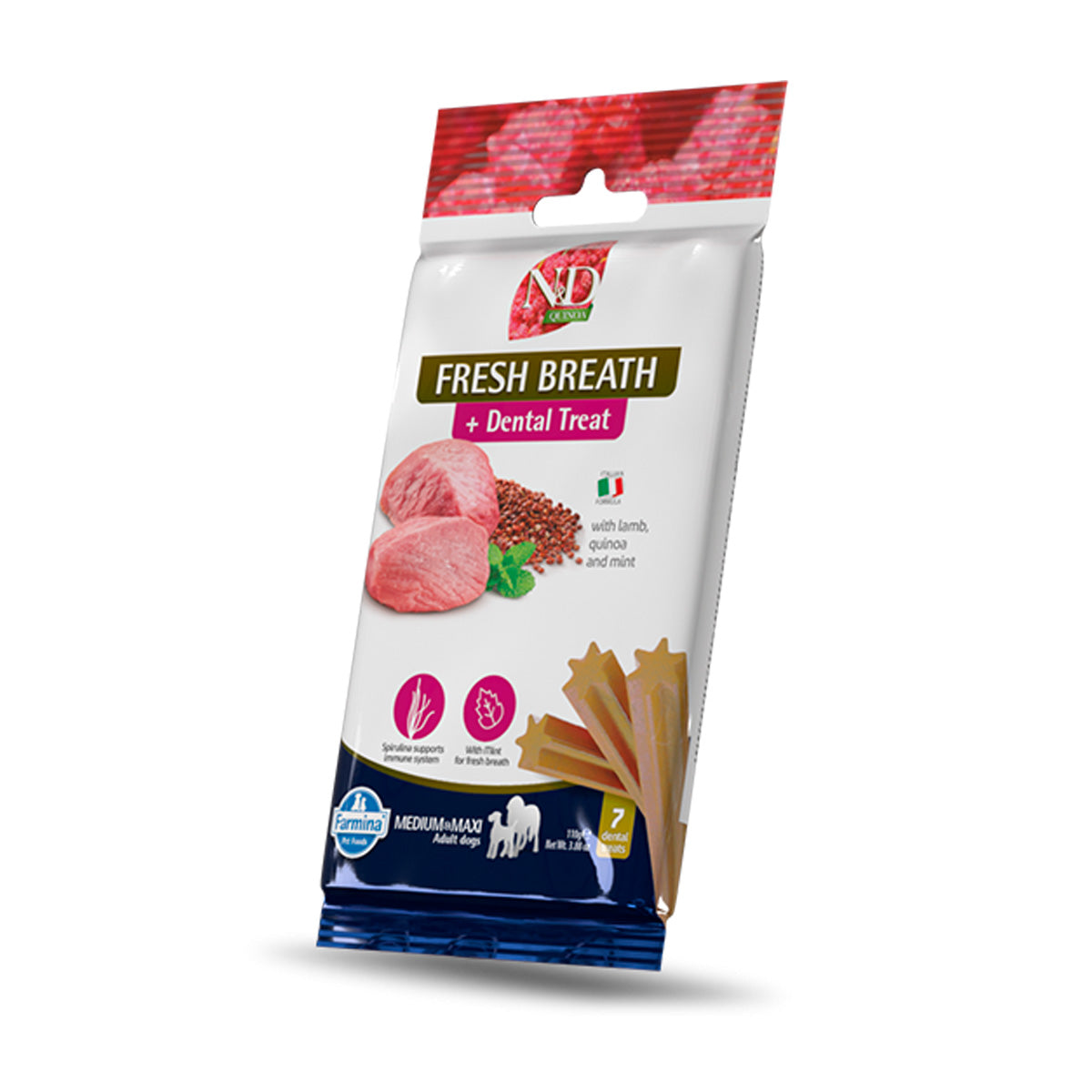 N&D Quinoa Canine Dental Treat Fresh Breath medium/large breeds 100 g 7 units