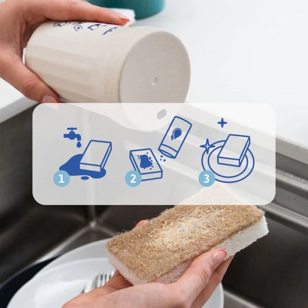 Diskmedel för handdiskning, förpackning (burk + refill) med citrondoft, Natulim
