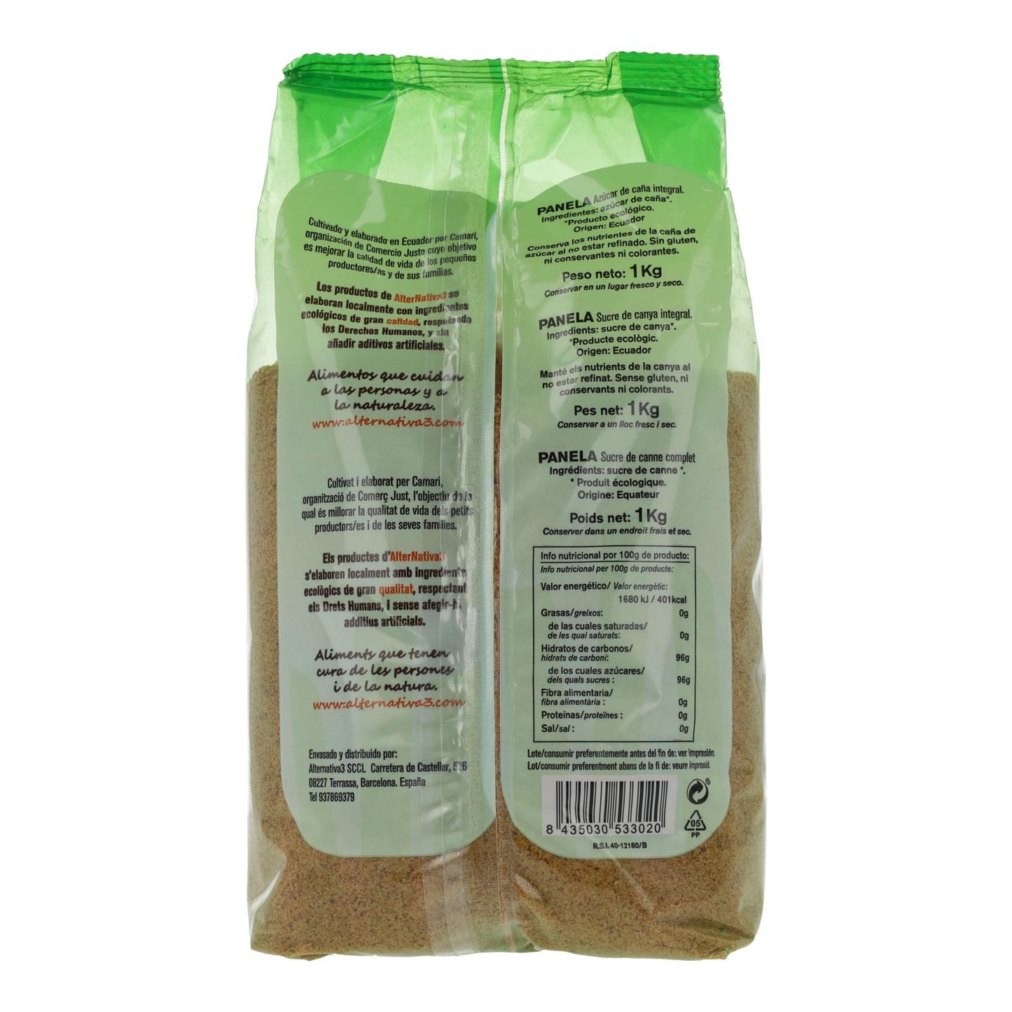 Pakket van 2 biologische panelasuiker Alternativa, 1 kg
