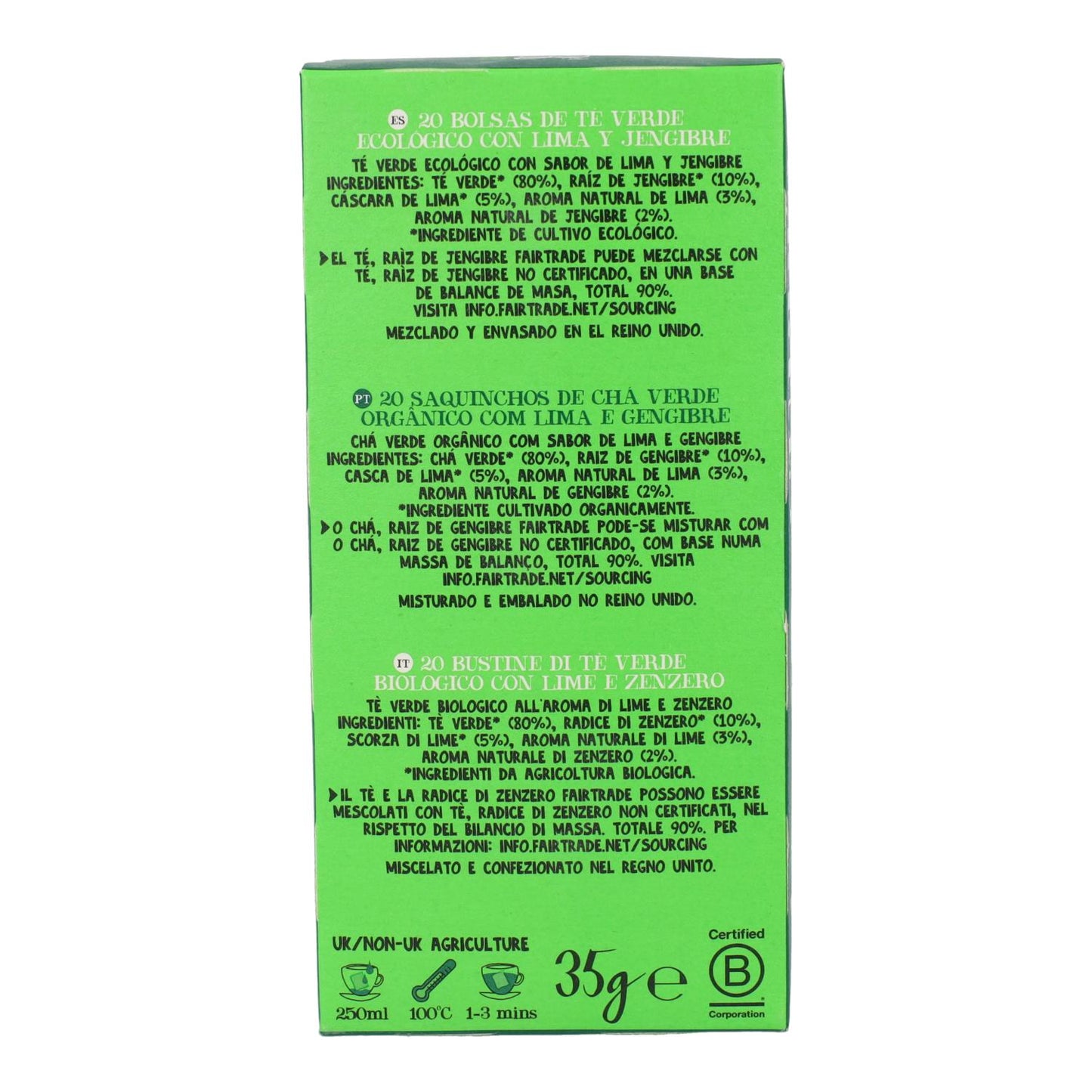 Groene thee limoen en gember Bio Cupper 20 zakjes