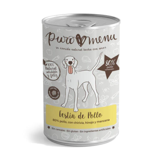 Natvoer Barf honden Biologisch kippenfeestmaal, Puromenu, 400 g