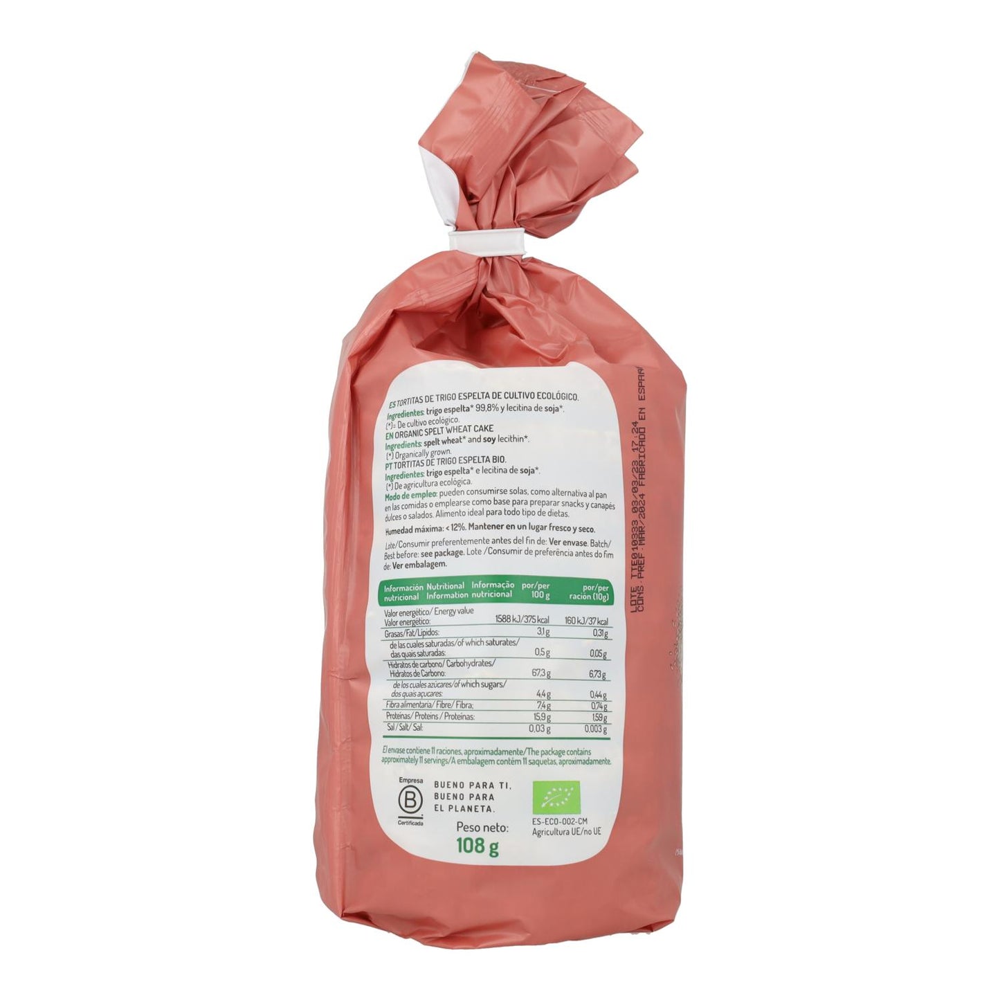 Tortitas de Trigo Espelta El Granero, 100 g