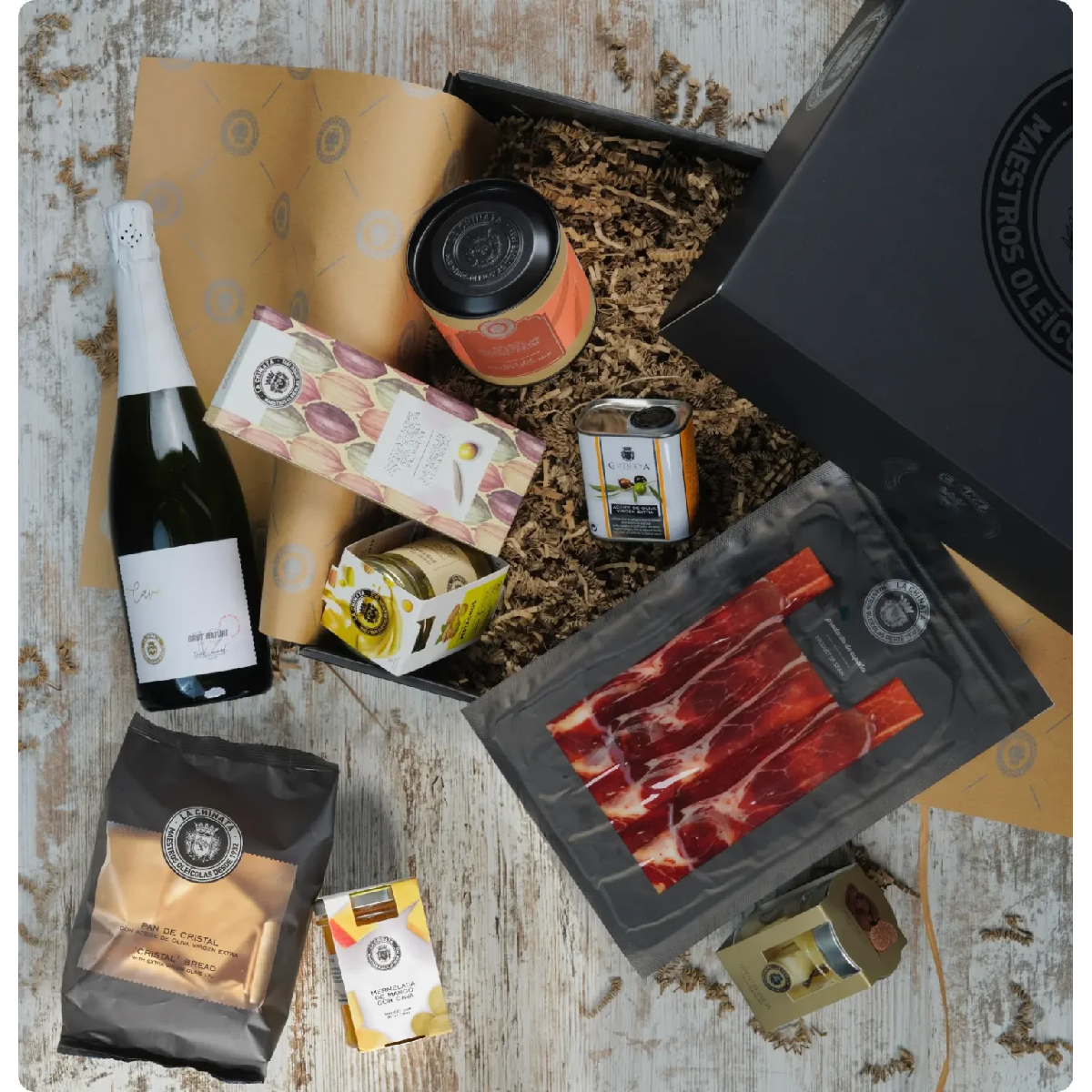 Speciale XL-cadeaumand Brunch La Chinata met 9 producten.