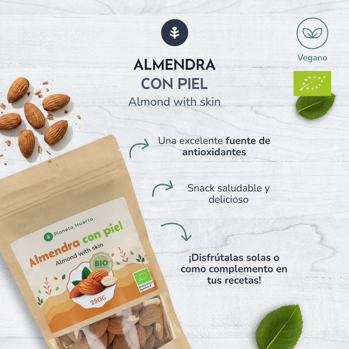 Natural almonds with skin ECO Planeta Huerto 1 kg