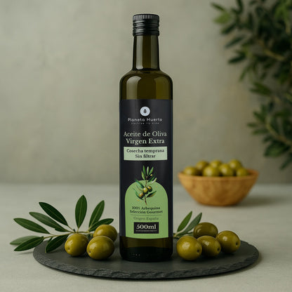 Pakket van 3 ongefilterde extra vierge olijfolie van vroege oogst Planeta Huerto 500 ml