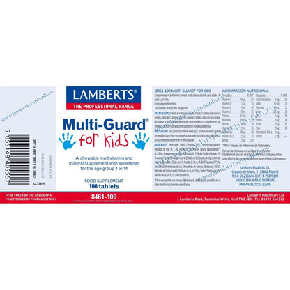 Multi-Guard voor kinderen. Vitaminen en mineralen Lamberts, 100 kauwtabletten