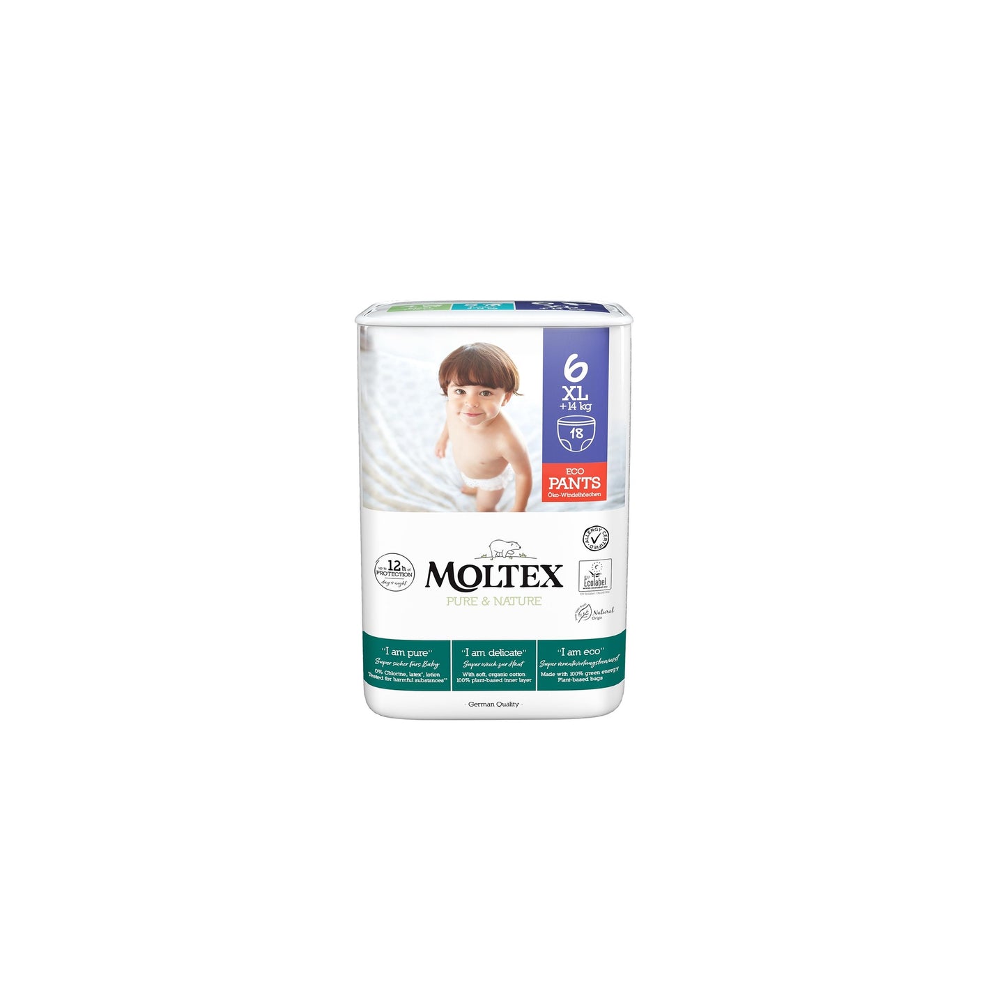 Pieluchy Moltex Pure & Nature T6 (+14 kg), 18 szt.
