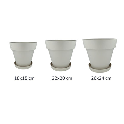Set Blumentopf mit Untersetzer in Ecru Tes 26 x 24 cm