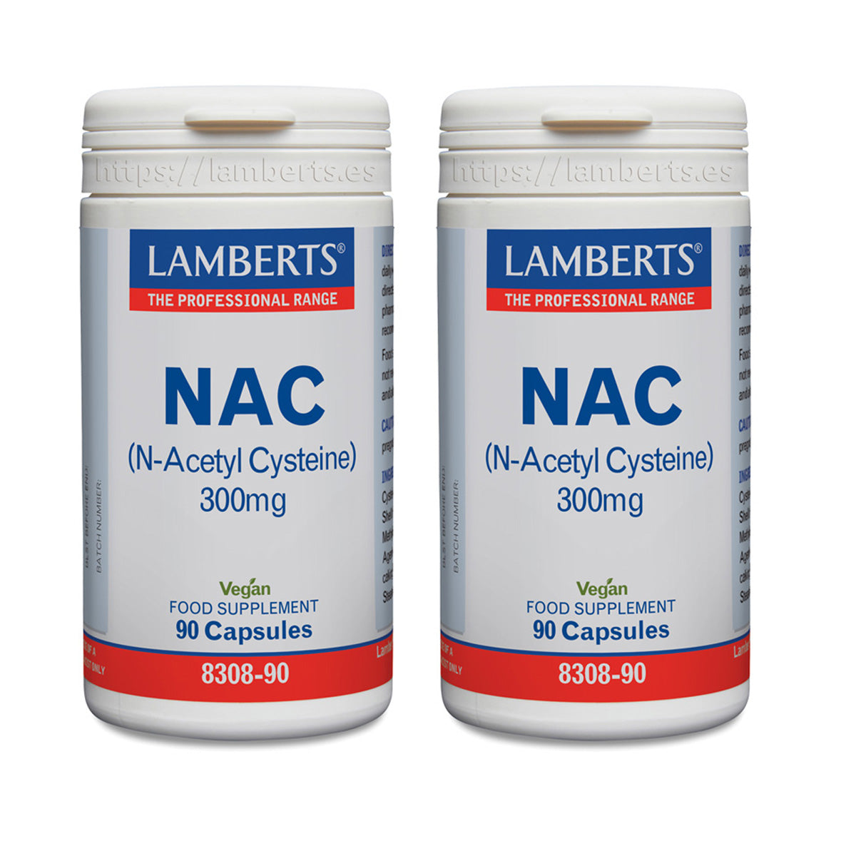 Zestaw 2x NAC (N-acetylo-cysteina) Lamberts 300 mg, 90 kapsułek