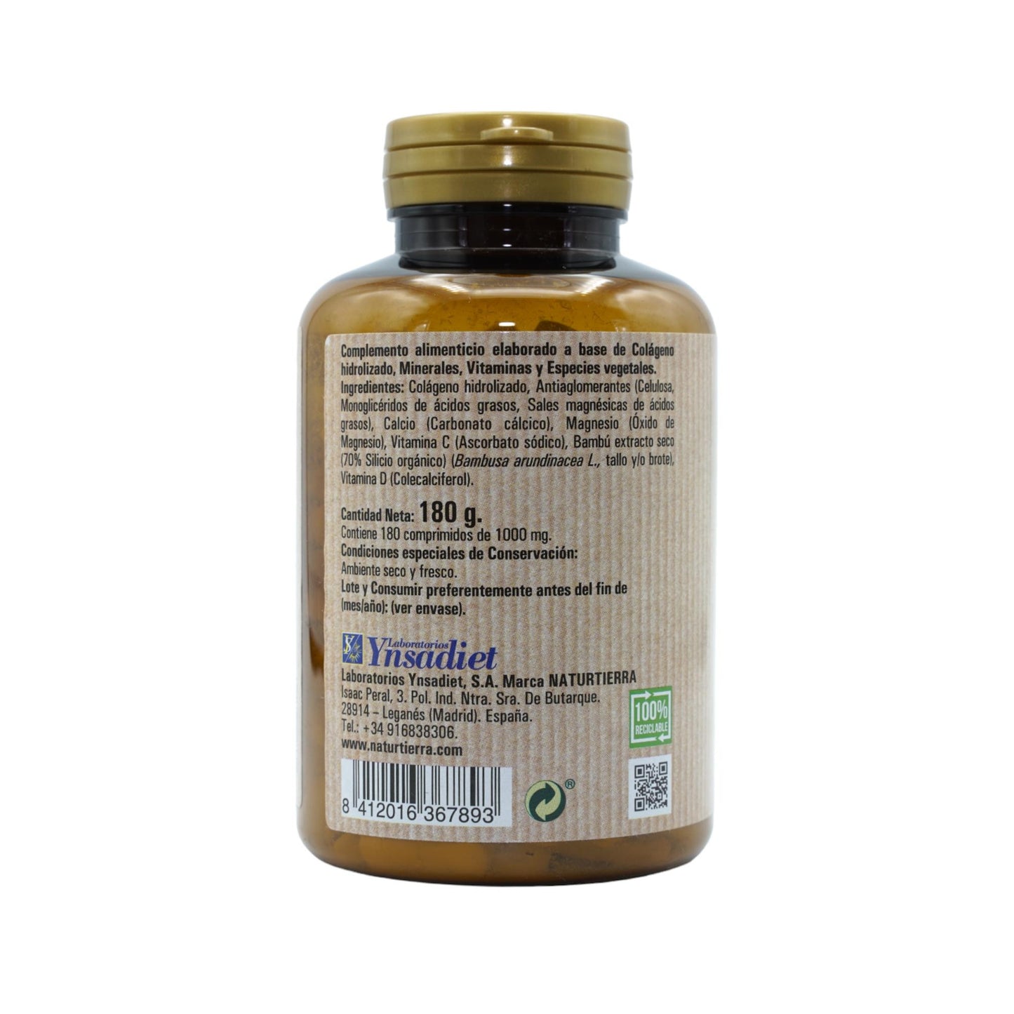 Collagen with magnesium + organic silicon + vitamins C and D, 180 tablets. NaturTierra