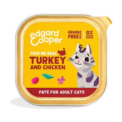 Nourriture humide pour chats pâté en barquette dinde et poulet Edgard & Cooper 85 g