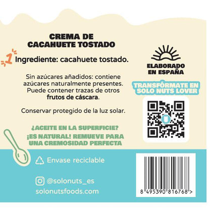 Crème de cacahuètes 100 % Solo Nuts 280 g
