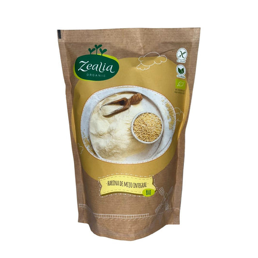 Mąka pełnoziarnista z prosa BIO bezglutenowa, 500 g. Zealia