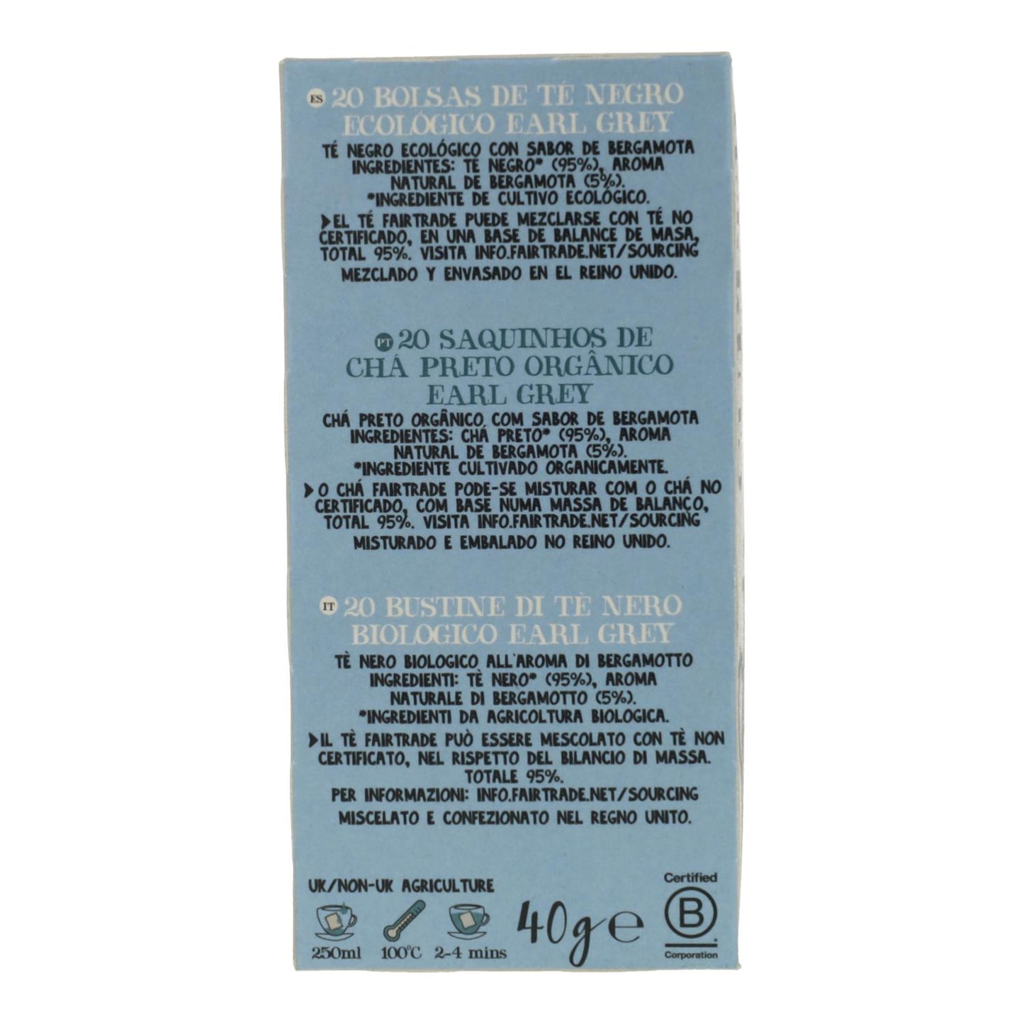 Té Negro Earl Grey Bio Cupper 20 bolsitas
