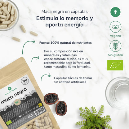 ORGANICZNA czarna Maca Planeta Huerto 150 kapsułek