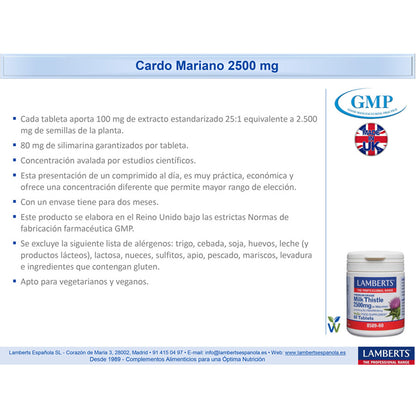 Cardo mariano 2500 mg Lamberts, 60 compresse