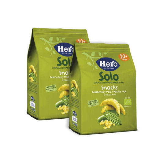 Kampanjpaket 2xSnacks med ärtor och majs Eco-Bio från 10 månader påse 40 g- Hero Solo