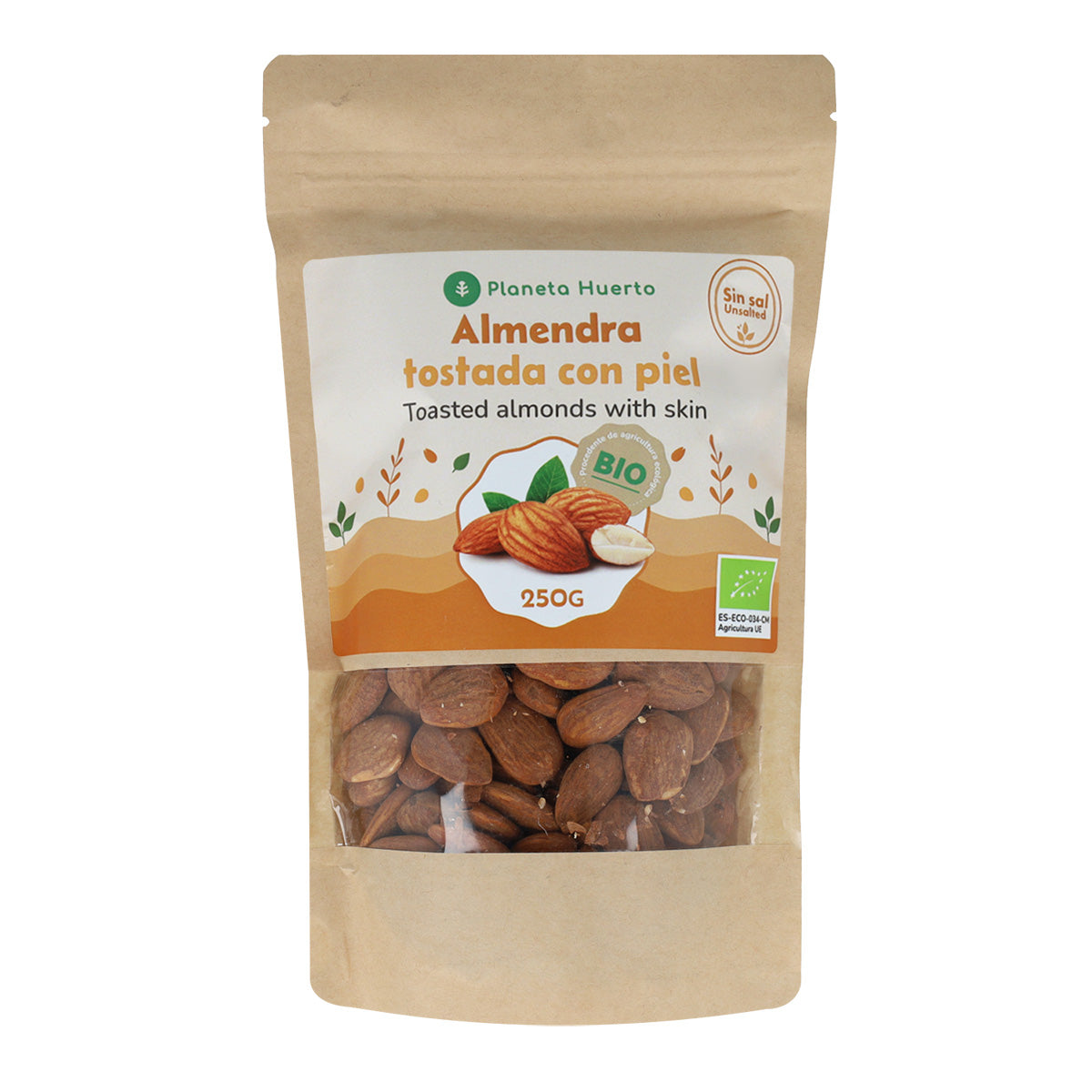 Unsalted roasted almonds with skin ECO Planeta Huerto 250 g