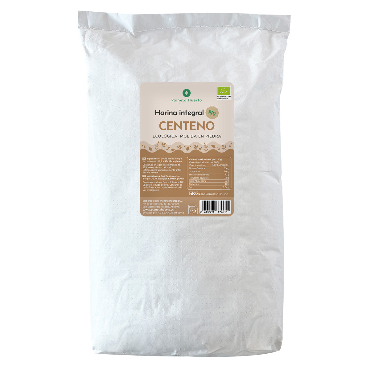 Harina Integral de Centeno Eco Planeta Huerto 5 Kg