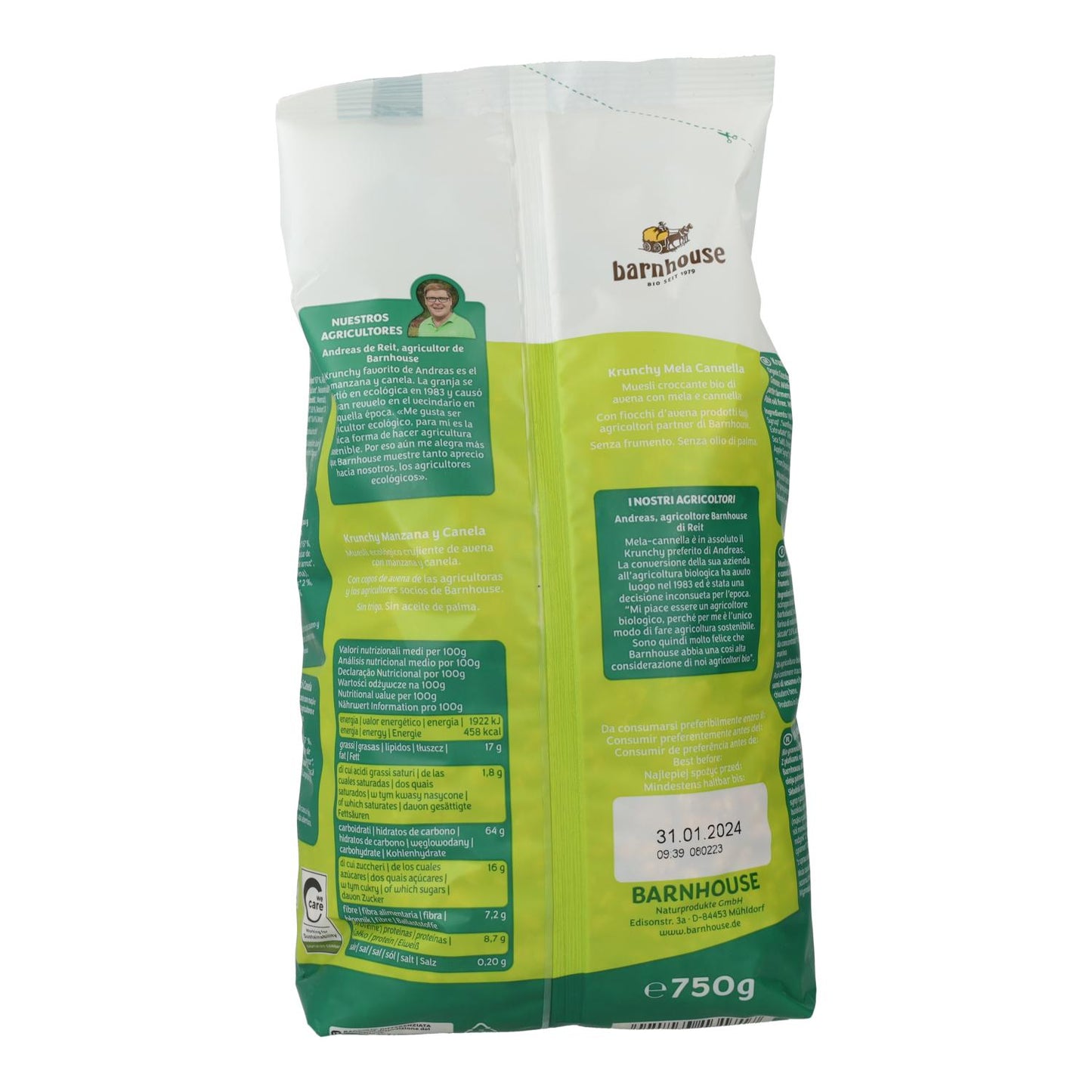 Muesli Krunchy Appel en Kaneel BIO Barnhouse 750 g