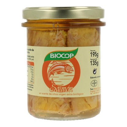 Filets de saumon bio en conserve Biocop 195 g