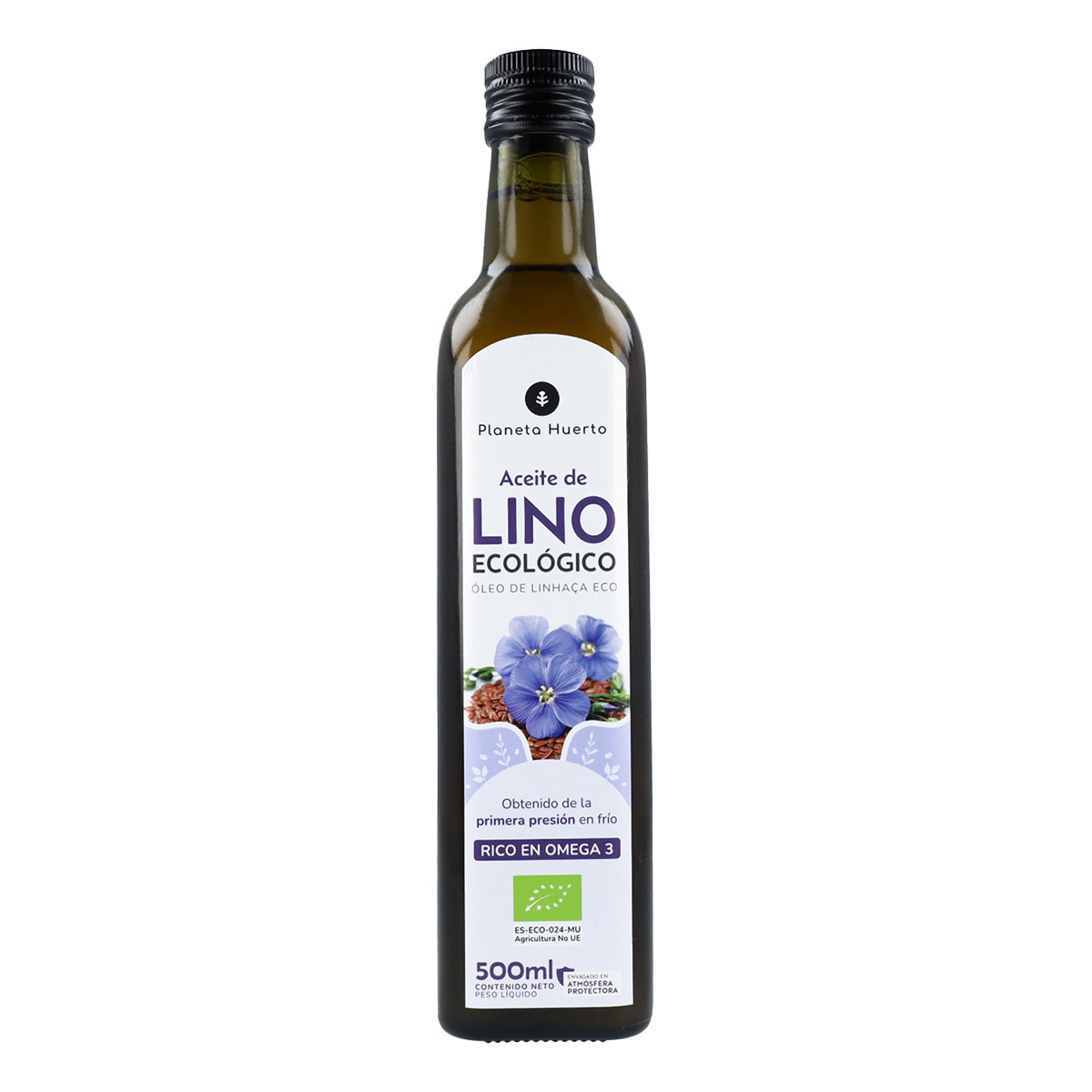 Pakket 2x koudgeperste lijnzaadolie ECO Planeta Huerto 500 ml
