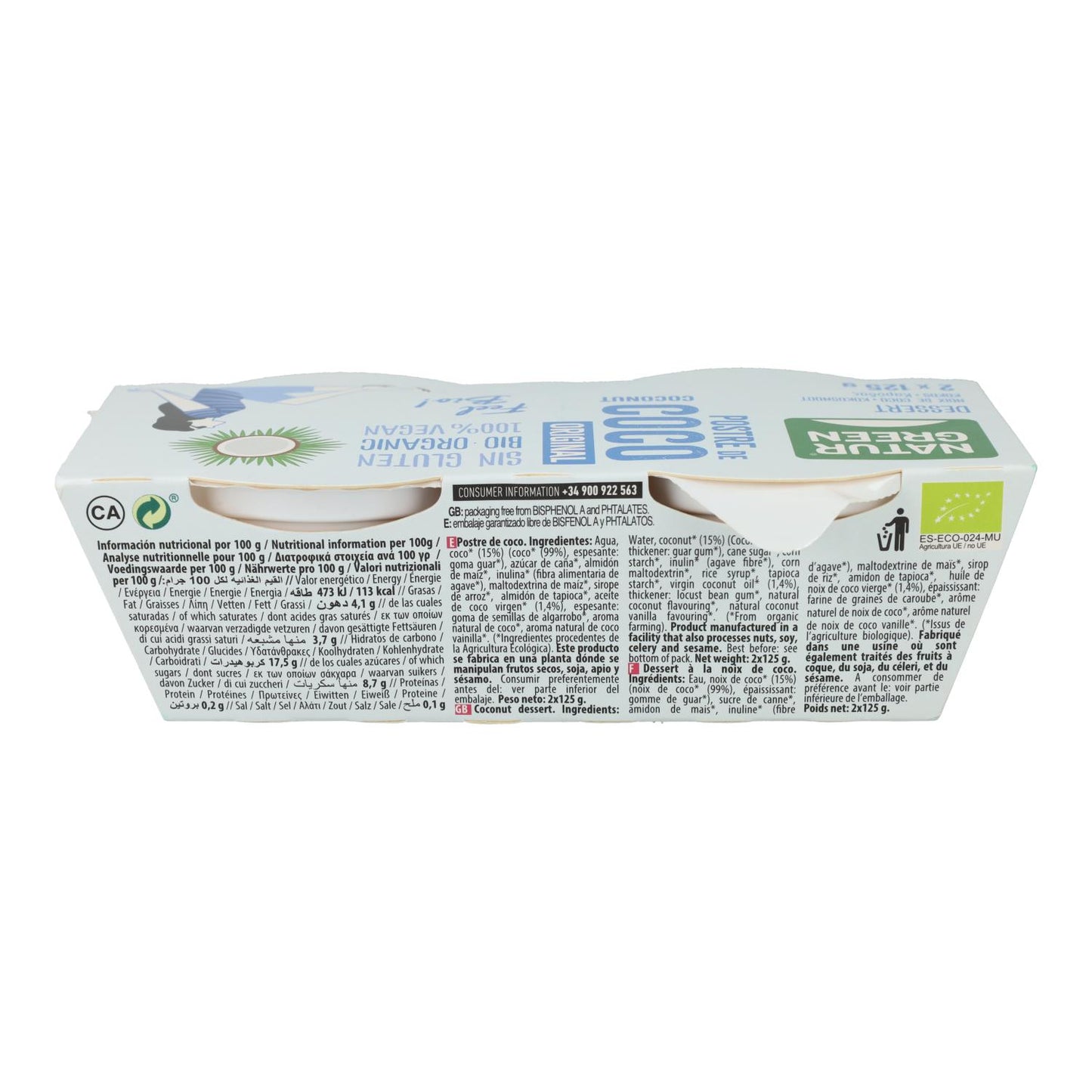 Dessert à la noix de coco Nature Naturgreen, 2 x 125 g