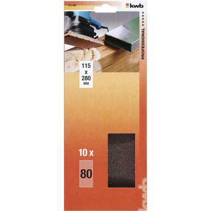 10 Schleifblätter für Exzenterschleifer 115 x 280 mm KWB GR 120
