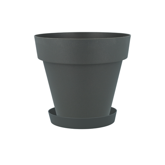 Pack pot avec soucoupe couleur anthracite Tes 18 x 15 cm