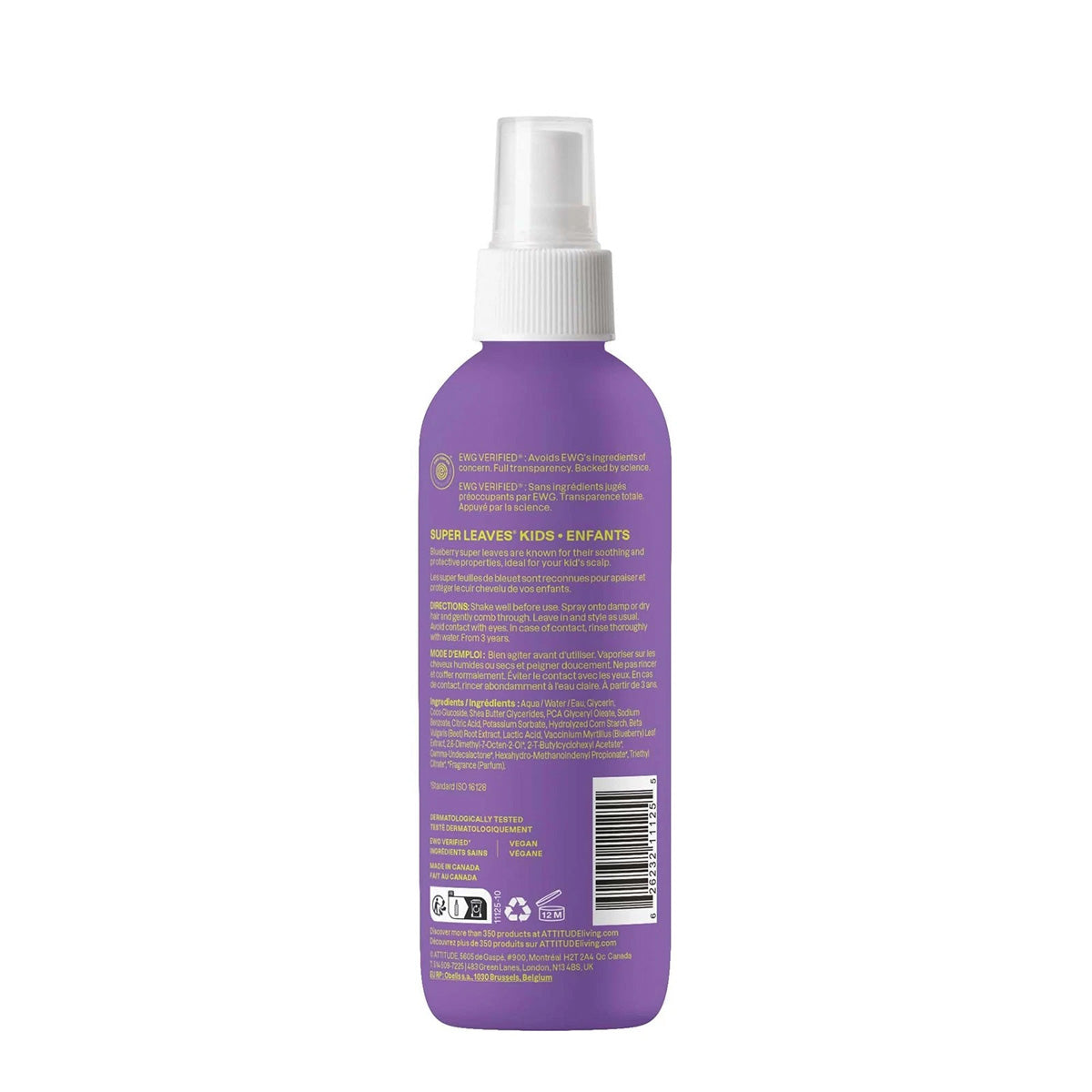 Super Leaves Kids Hair Detangler for Children Vanilla and Pear Attitude 240 ml