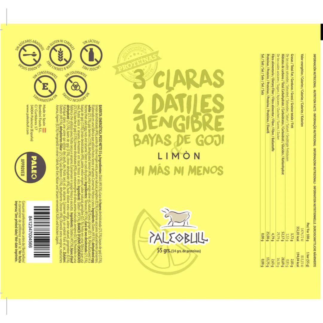 Barre énergétique citron, goji et gingembre Paleobull 55 g