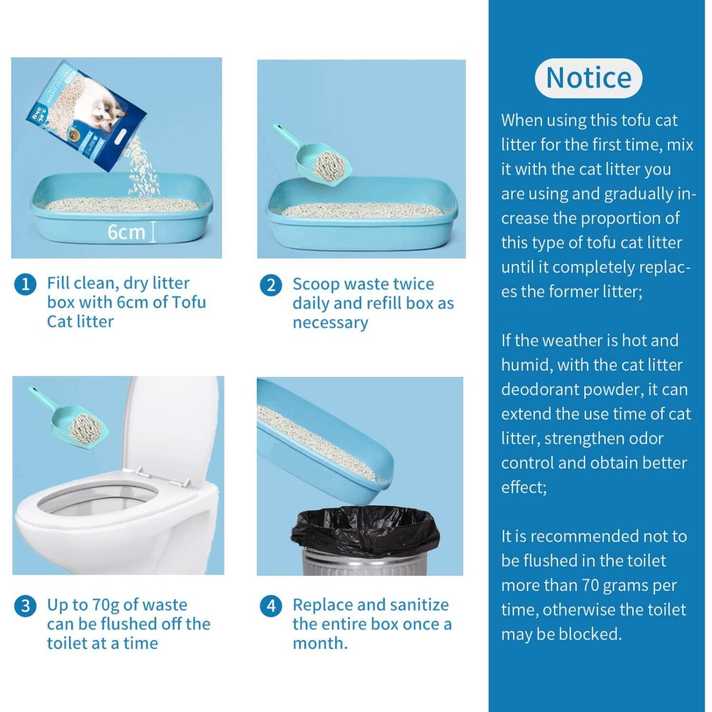 Litière pour chat biodégradable au tofu Nobleza 3,8 L