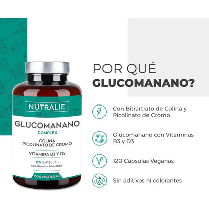 Nutralie Glucomannan met Choline + B3 + D3 Gewichtsverlies 120 capsules